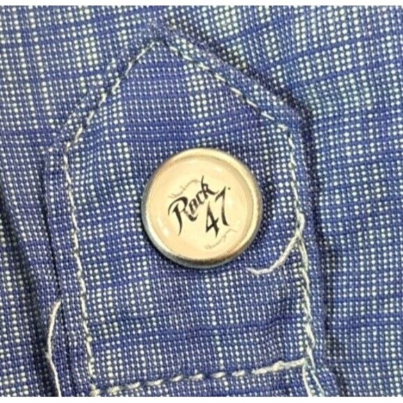ROCK 47 WRANGLER Western SNAP Front Cotton (XL) Blue Shirt Pocket embroidered - Picture 14 of 14